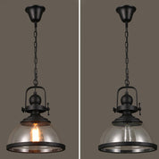 Antique Glass and Iron Retro Industrial Pendant Light