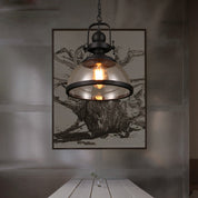 Antique Glass and Iron Retro Industrial Pendant Light