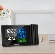 GlowMetrix - Modern Wall Clock with Weather Station, Projection and Temperature Display