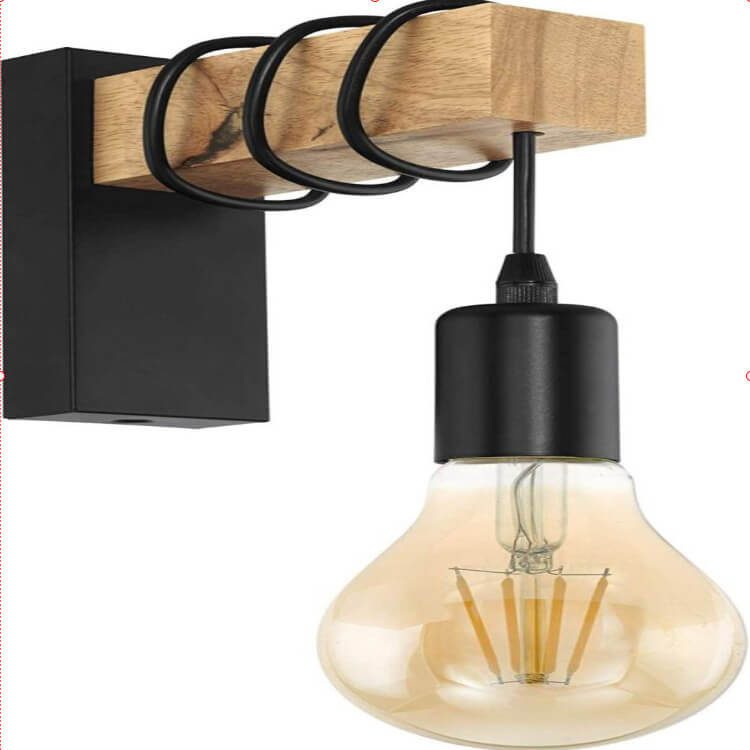 GloboLicht - Plastic lampshade, wall lamp with wooden arm