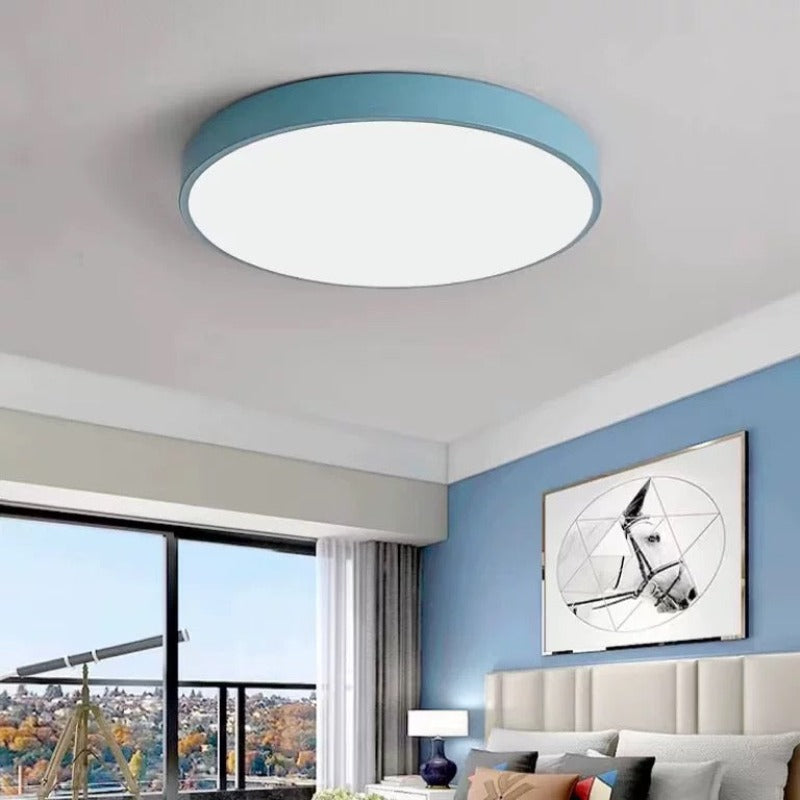 Morandi Modern Round LED Ceiling Light Pink Grey Metal Living Room