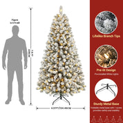 Shareconn 2.1m Snow Flocked Christmas Tree 320 Warm White LEDs Realistic Look