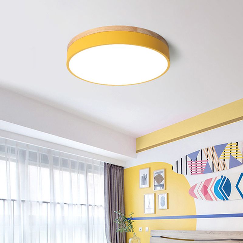 Morandi Modern Ceiling Lamp White Grey Metal Wood Bedroom Living Room