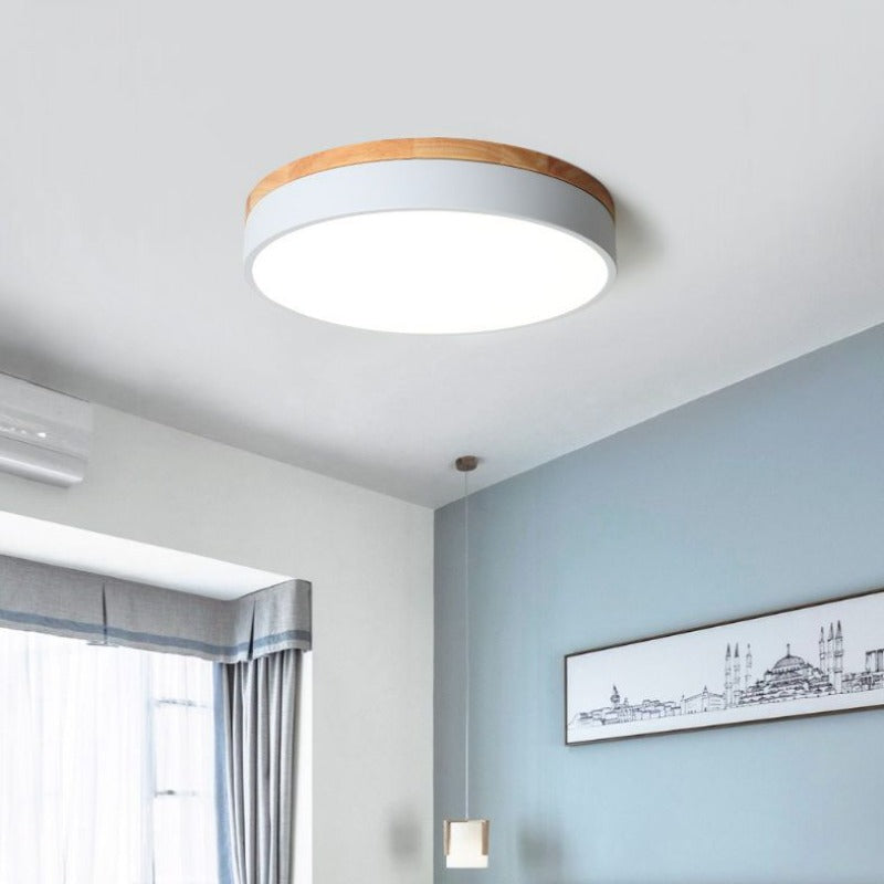 Morandi Modern Ceiling Lamp White Grey Metal Wood Bedroom Living Room