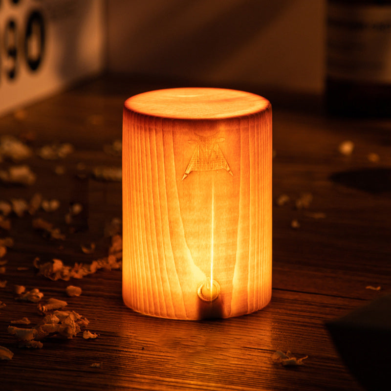 GlowWood - Table Lamp with Built-in Battery and Touch Control LED Lighting for Bedroom and Desk