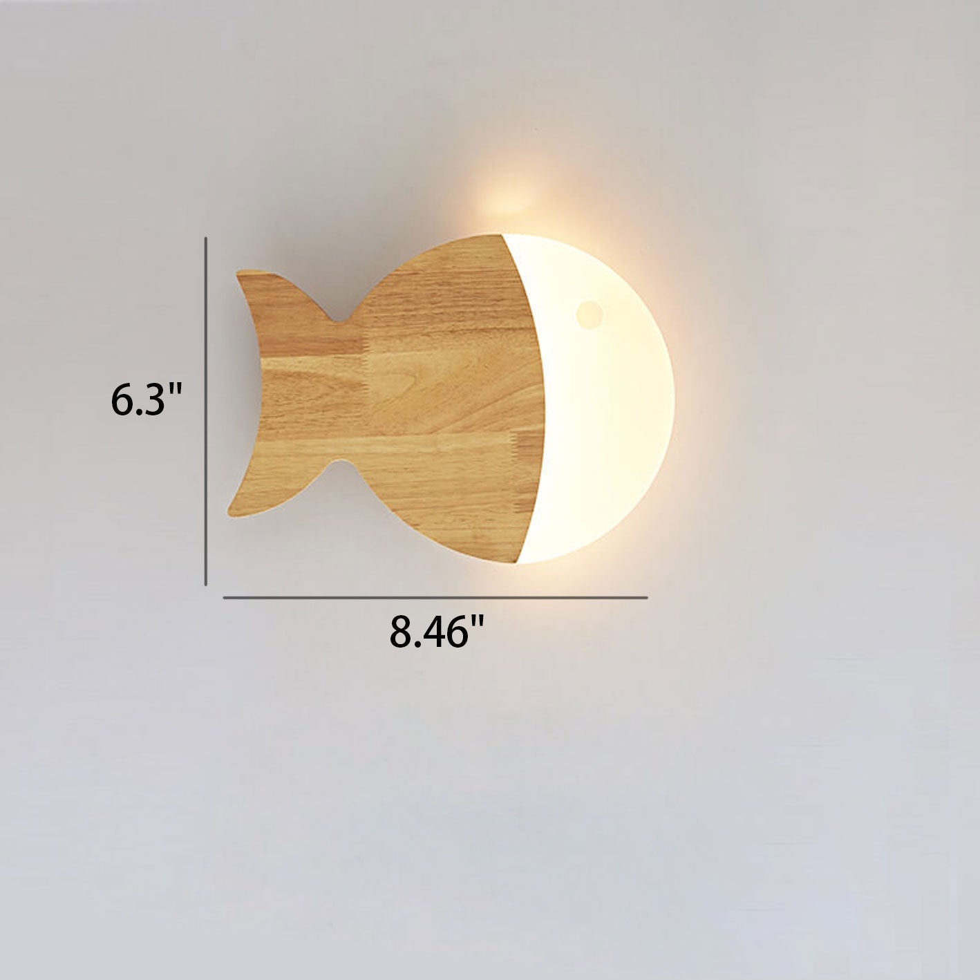 Nordic Minimalist Oak and Acrylic LED Wall Lamp in Fish Shape