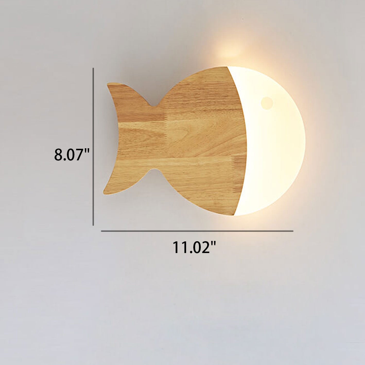 Nordic Minimalist Oak and Acrylic LED Wall Lamp in Fish Shape