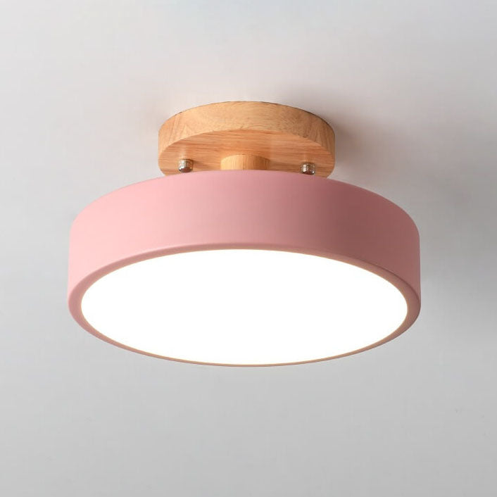 Nordic Log Round LED Semi-Recessed Ceiling Light