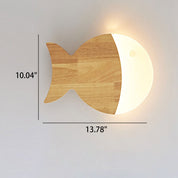 Nordic Minimalist Oak and Acrylic LED Wall Lamp in Fish Shape