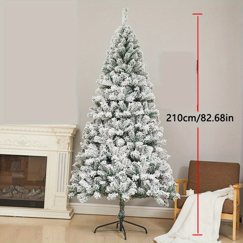 AvenlyHome| Pine Flocked Tree | Plastic | 3 Sizes Green | Battery-Free Decor