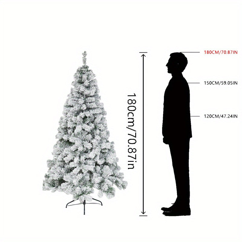 AvenlyHome| Pine Flocked Tree | Plastic | 3 Sizes Green | Battery-Free Decor