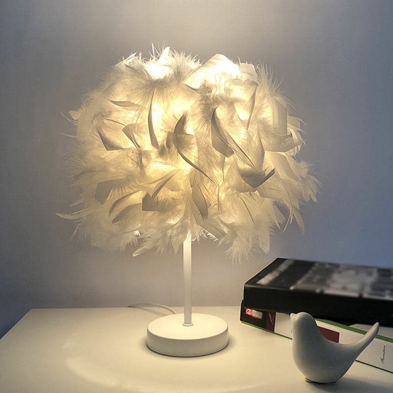 FeatherGlow - Feather Wide Globe Table Lamp