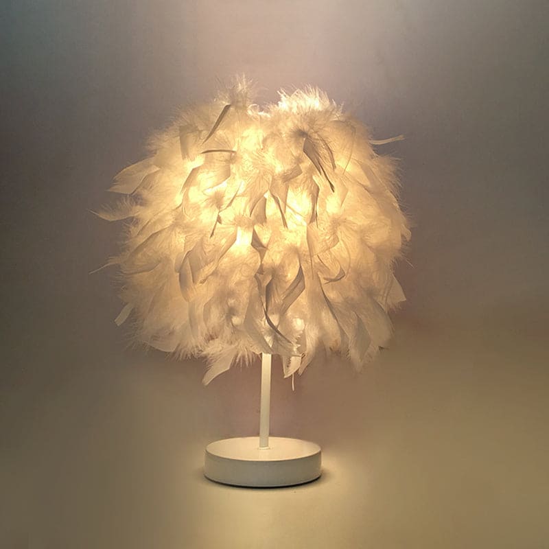 FeatherGlow - Feather Wide Globe Table Lamp