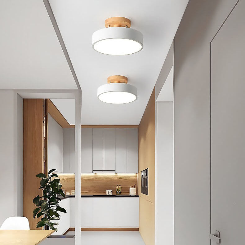 Nordic Log Round LED Semi-Recessed Ceiling Light