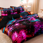 NeonSpeed - Duvet Cover Set with Neon Race Car for Children and Teenagers