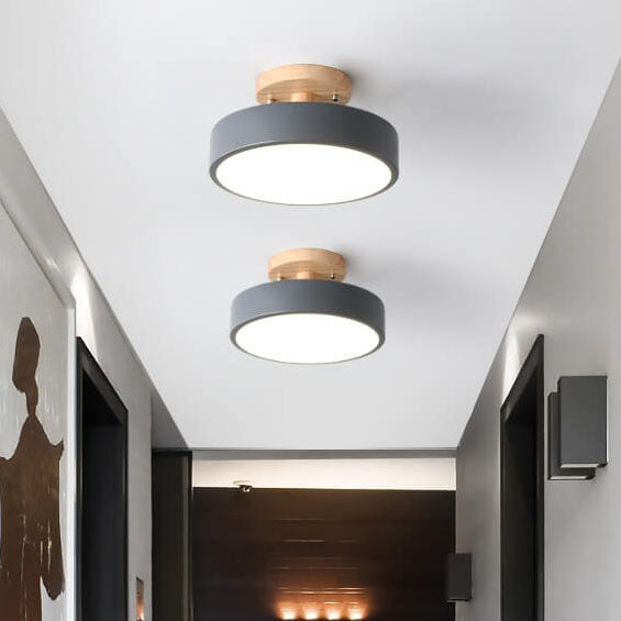 Nordic Log Round LED Semi-Recessed Ceiling Light