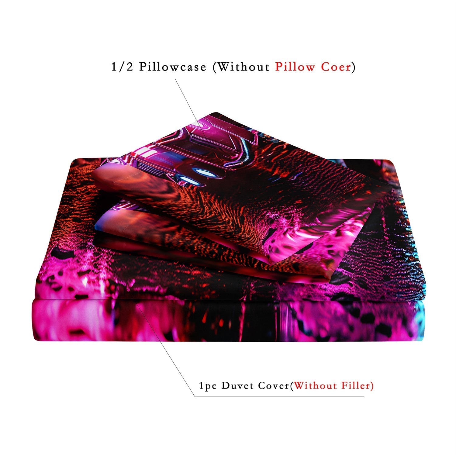 NeonSpeed - Duvet Cover Set with Neon Race Car for Children and Teenagers