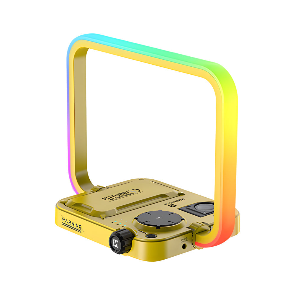 TechGlow - 3-in-1 Wireless Charger RGB Desk Lamp Multifunctional Timing Desk Light
