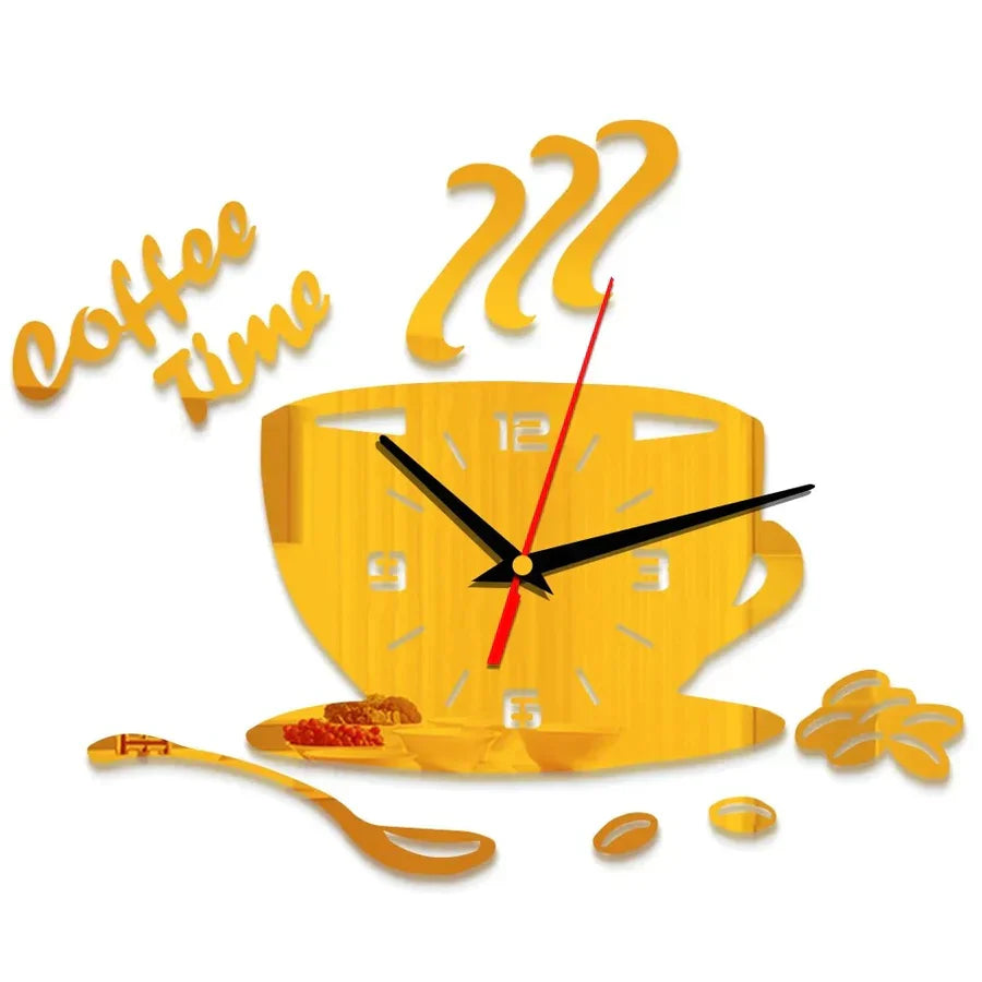 CoffeeTime - Original Coffee Mug Mirror Wall Clock