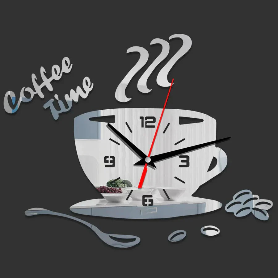 CoffeeTime - Original Coffee Mug Mirror Wall Clock