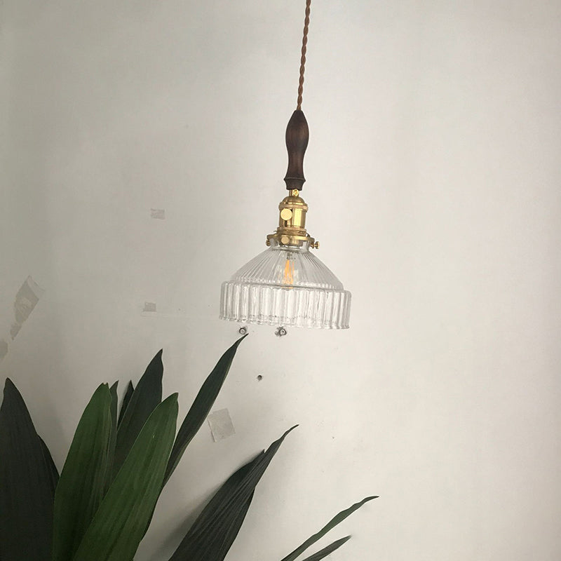Loft Rustique - Pendant Light in Ribbed Transparent Glass