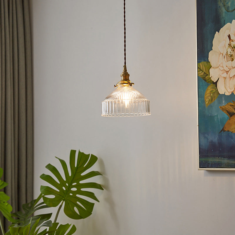 Loft Rustique - Pendant Light in Ribbed Transparent Glass