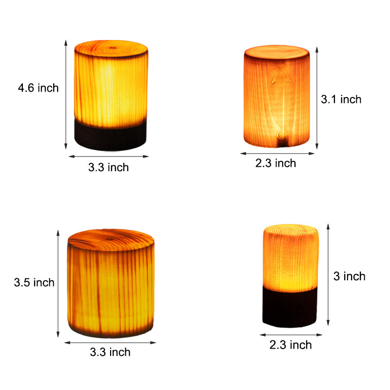 GlowWood - Table Lamp with Built-in Battery and Touch Control LED Lighting for Bedroom and Desk