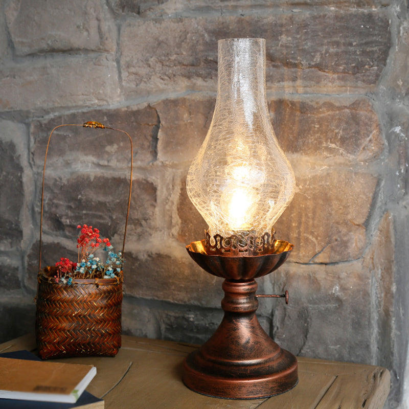 GlowThijs - Crackle Glass Lamp Shade Kerosene Retro Bedside Table