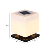 SolLicht - White Nordic Solar Lantern Post, Cube-Shaped Acrylic, For Patio