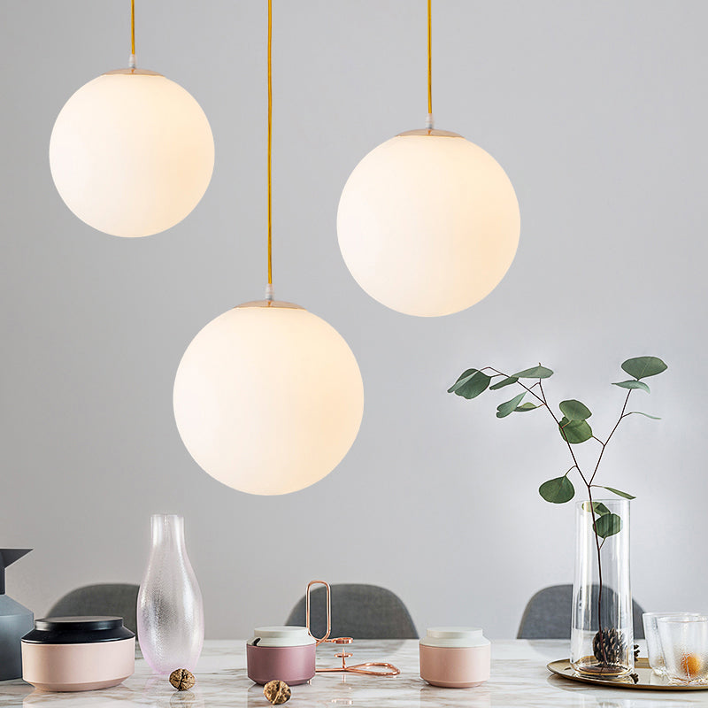 Globe Milk Glass Pendant Light Minimalist 1-Light Gold for Dining Room