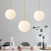 Globe Milk Glass Pendant Light Minimalist 1-Light Gold for Dining Room
