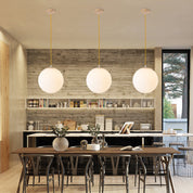 Globe Milk Glass Pendant Light Minimalist 1-Light Gold for Dining Room