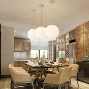 Globe Milk Glass Pendant Light Minimalist 1-Light Gold for Dining Room