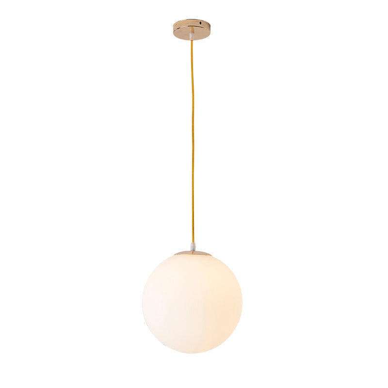 Globe Milk Glass Pendant Light Minimalist 1-Light Gold for Dining Room
