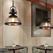 Antique Glass and Iron Retro Industrial Pendant Light