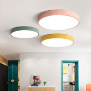 Morandi Modern Round LED Ceiling Light Pink Grey Metal Living Room