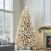 Shareconn 2.1m Snow Flocked Christmas Tree 320 Warm White LEDs Realistic Look