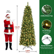 Shareconn Slim Pencil Christmas Tree 545 Tips 200 Lights Space Saving Stand