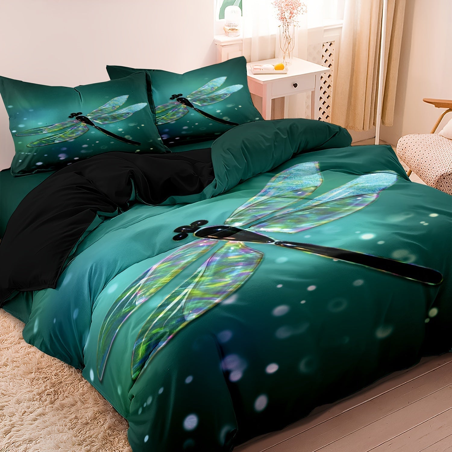 GlowingGarden - Luxe Dragonfly Duvet Cover Bedding Set