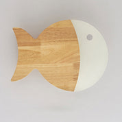 Nordic Minimalist Oak and Acrylic LED Wall Lamp in Fish Shape