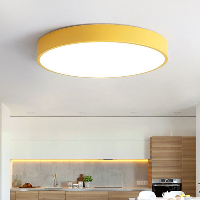 Morandi Modern Round LED Ceiling Light Pink Grey Metal Living Room