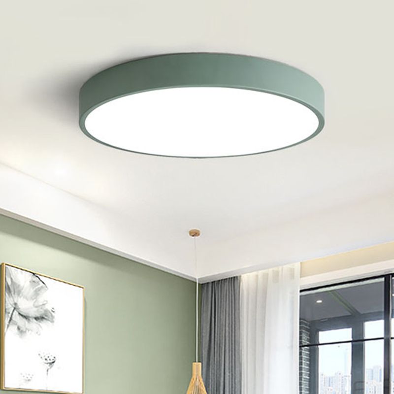 Morandi Modern Round LED Ceiling Light Pink Grey Metal Living Room