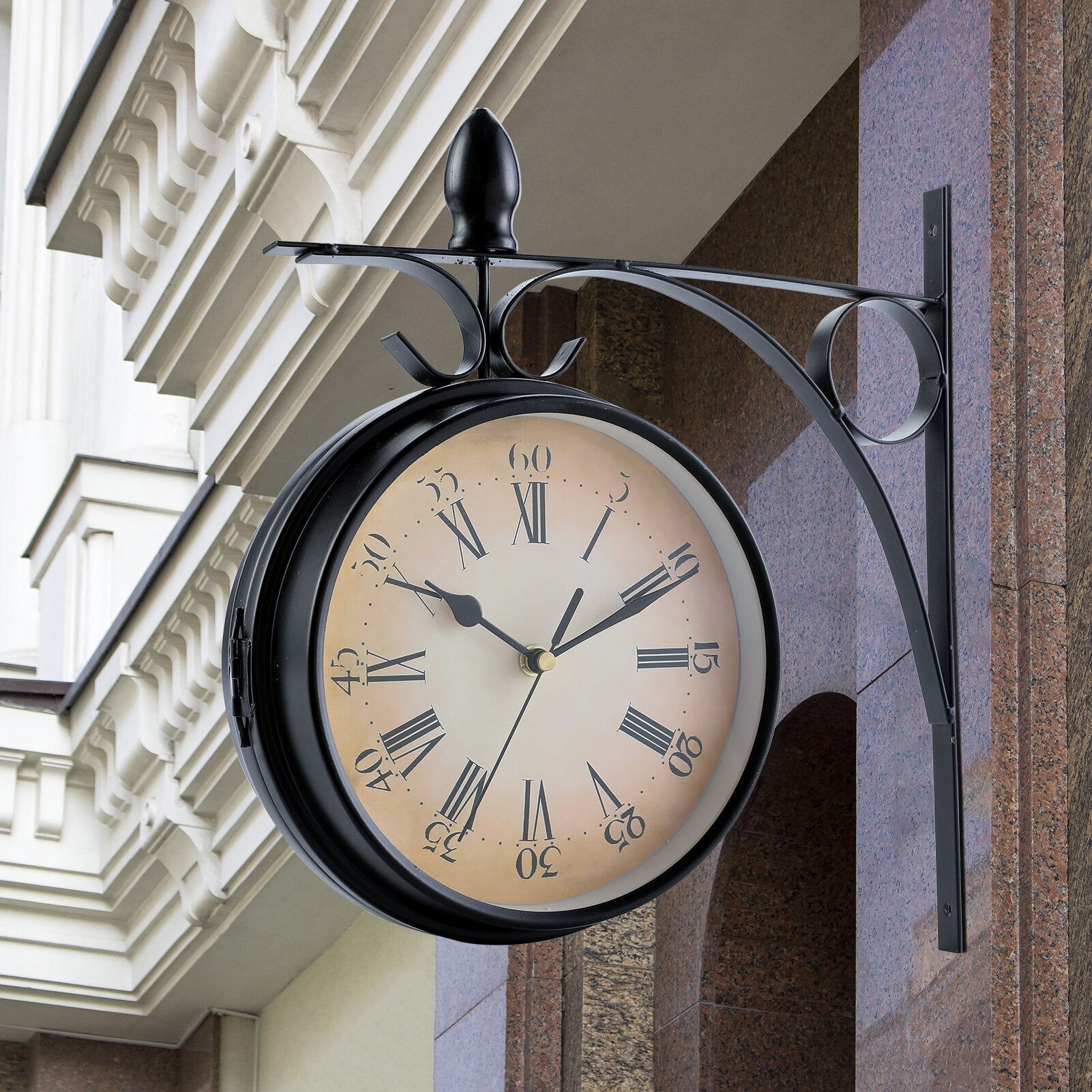 TimeTraveler - Retro Double-Sided Wall Clock Black