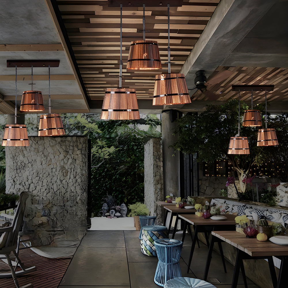 RusticCharm – Pendant Light in the Shape of a Wooden Bucket for the Bar