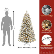 Shareconn 2.1m Snow Flocked Christmas Tree 320 Warm White LEDs Realistic Look