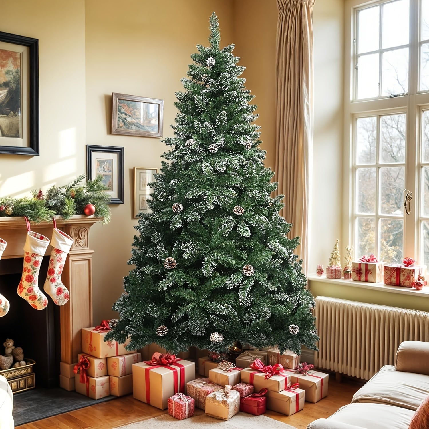 AvenlyHome | Snow Flocked Tree 183cm | 800 Tips, Stand | 800 Tips Snow | No Power