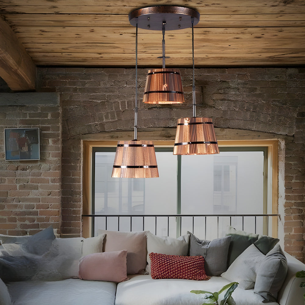 RusticCharm – Pendant Light in the Shape of a Wooden Bucket for the Bar