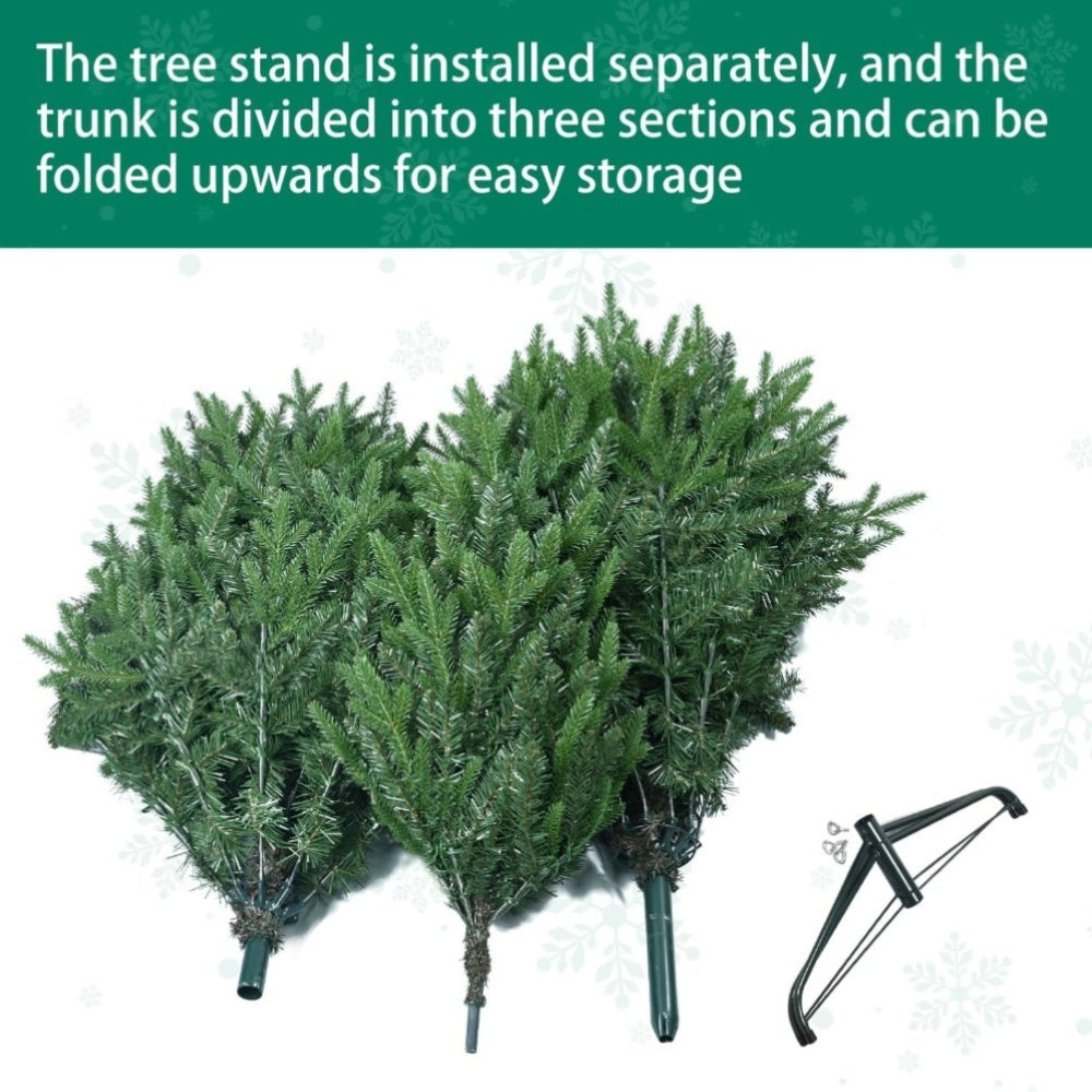 Classic Spruce Christmas Tree 210cm with 1020 PE PVC Tips Foldable Base Green
