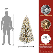 Shareconn 2.1m Snow Flocked Christmas Tree 320 Warm White LEDs Realistic Look