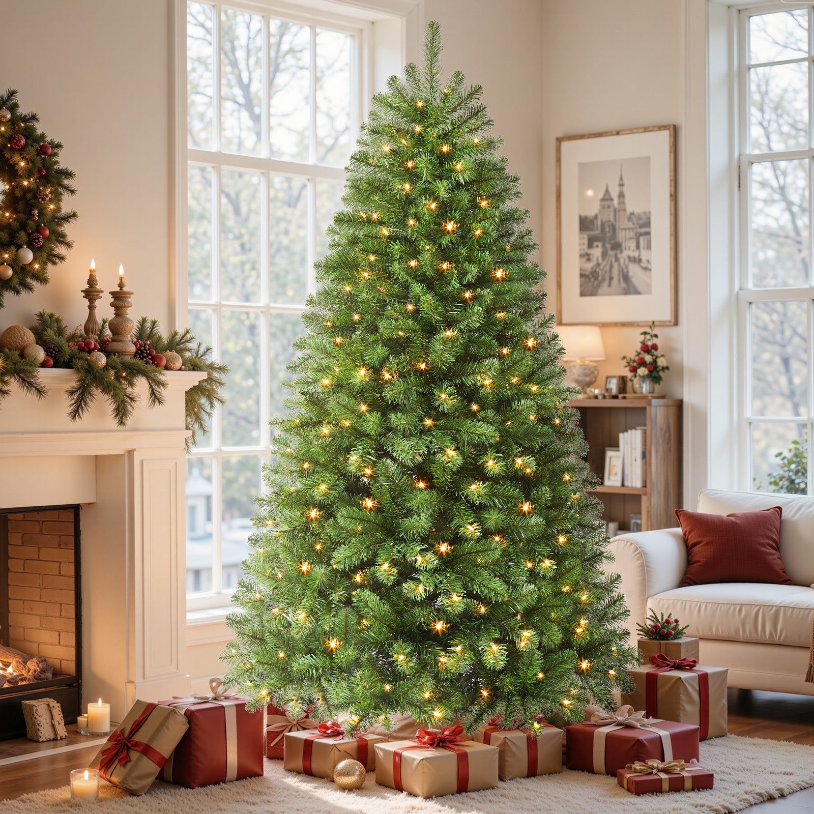 AvenlyHome|1.8m Prelit Christmas Tree|250 Warm White LED|778 Tips|Easy Setup